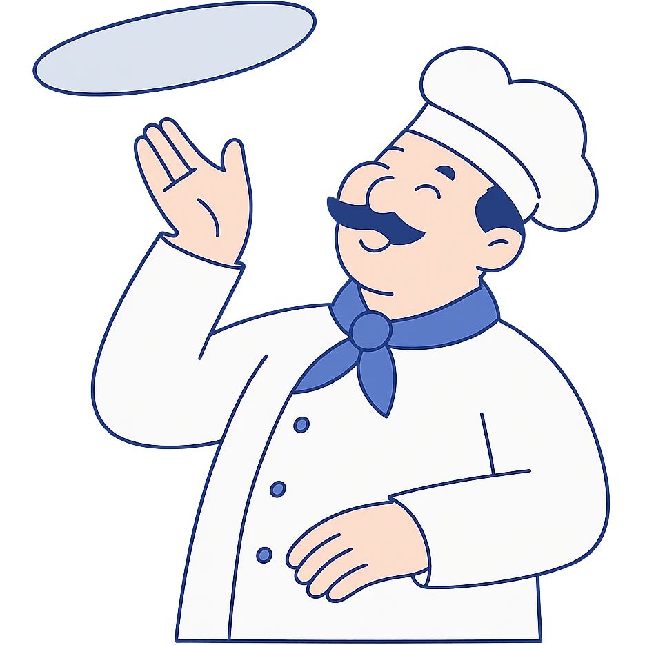 smiling Italian chef spinning pizza dough emoji