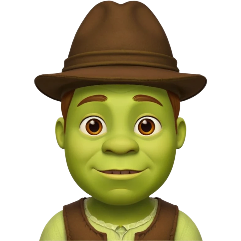 Shrek wearing a hat emoji
