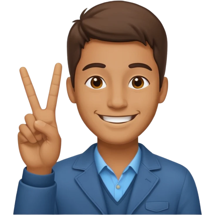 A guy holding a peace sign  emoji