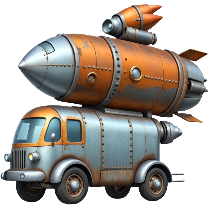 WW1-era Flintstones futuristic rocket-powered tall robot moving van emoji