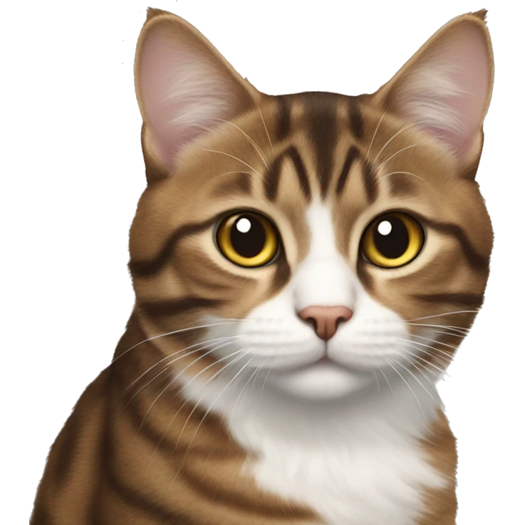 Brown and white tabby cat fluffy emoji