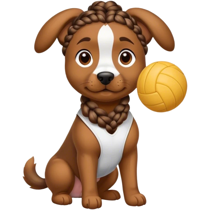 A cute dog volleyball player with a bubble braid in its hair emoji