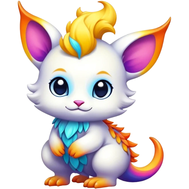 Exotic shiny rare epic cute Fionbri-creature, full body, with random markings emoji