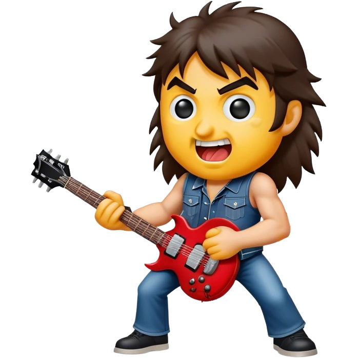 Cinematic Realistic AC/DC Pop Culture Emoji, showcasing an electrifying portrayal inspired by the legendary rock band rendered with vivid textures and energetic lighting. emoji