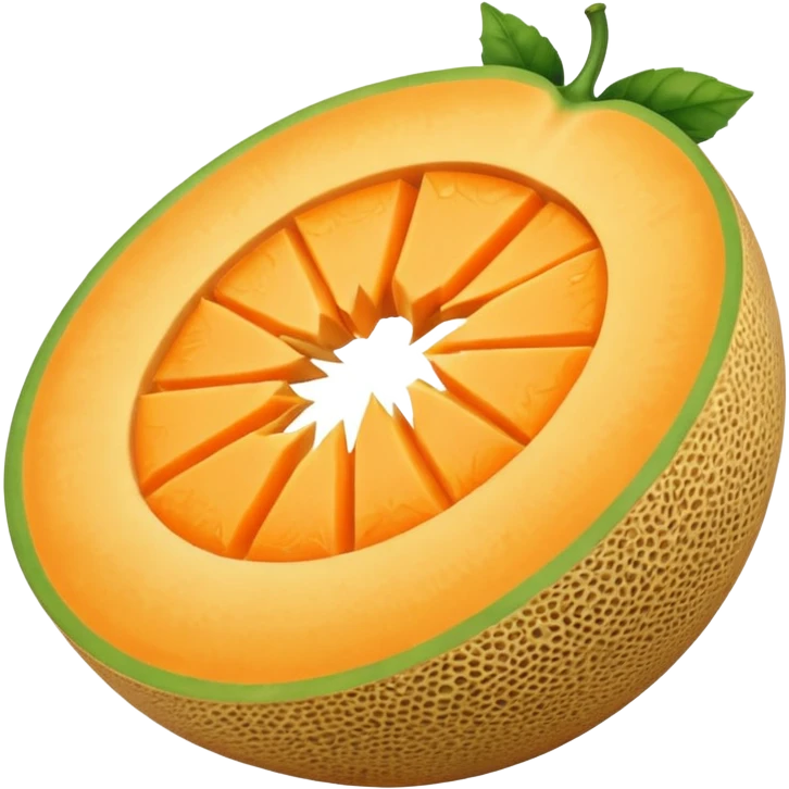 a cantaloupe with a bite taken out, simple, clear emoji