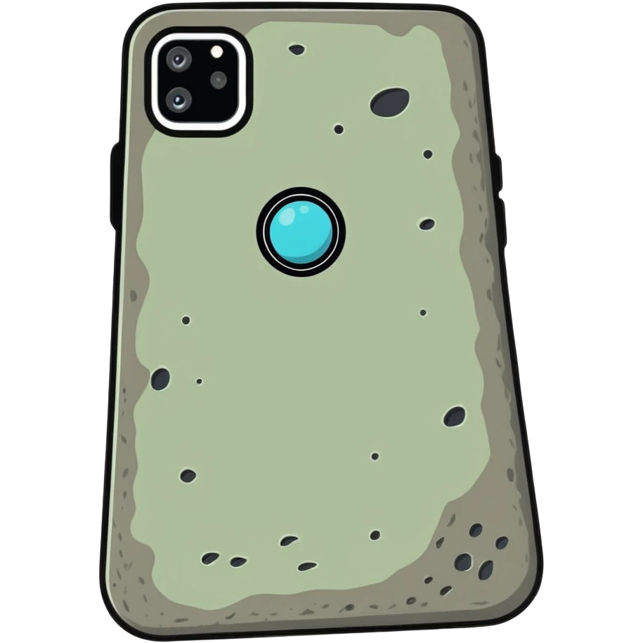 smartphone back side with lunar crater made of skin texture emoji