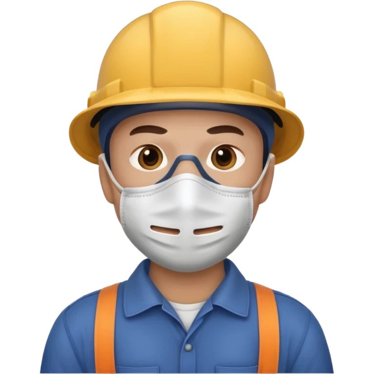 남자사람이 입에 마스크를 쓰고 작업복을 입은 이모지 emoji