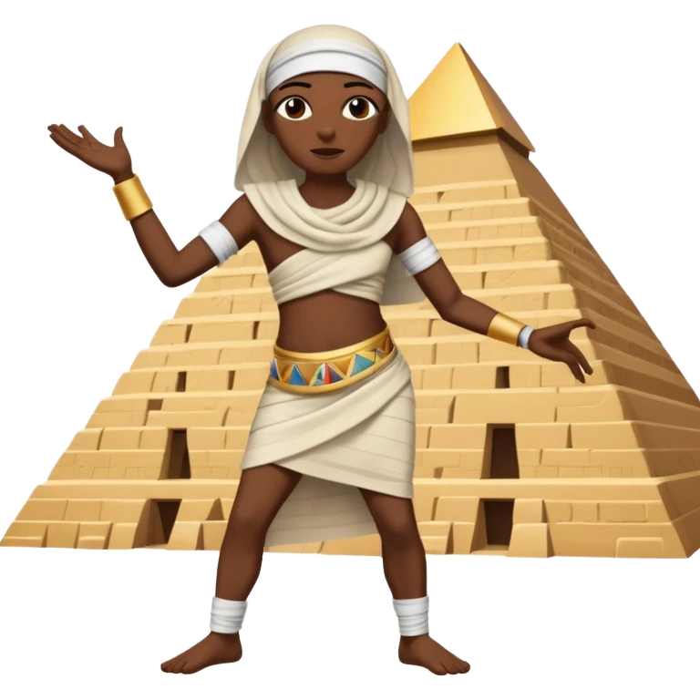 mummy dancing in front of Egyptian pyramid emoji