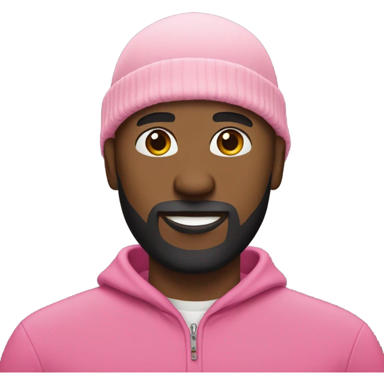 Bald black man with a beard and pink beanie emoji