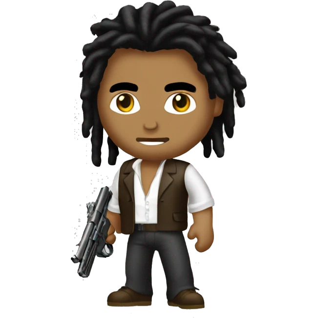 Tony Montana With His Skin Color Brown and he got dreads with a tommy gun emoji
