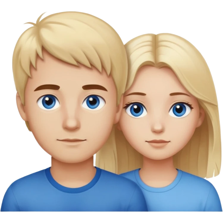 Brother and sister, brother has brown eyes and hair and sister has blond hair and blue eyes emoji