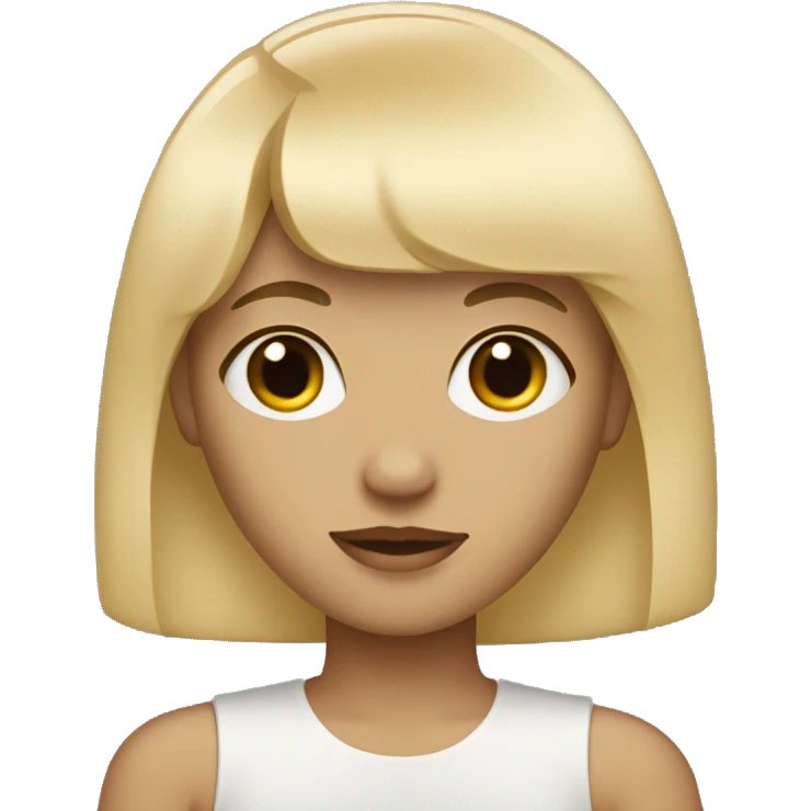 Blonde girl with black eyes and bangs emoji