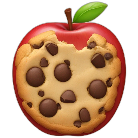 red apple and a chocolate chip cookie emoji