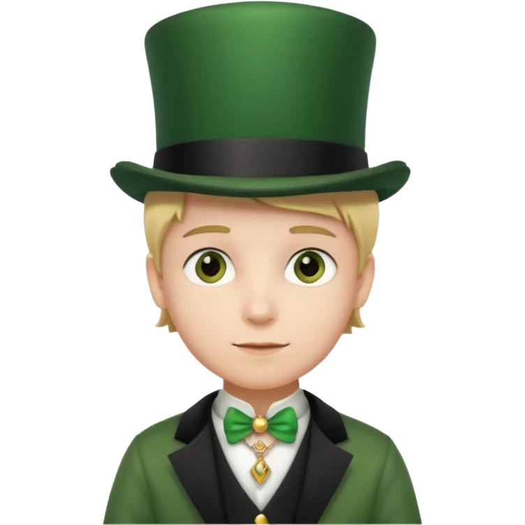 boy with necklace in green shirt and top hat emoji