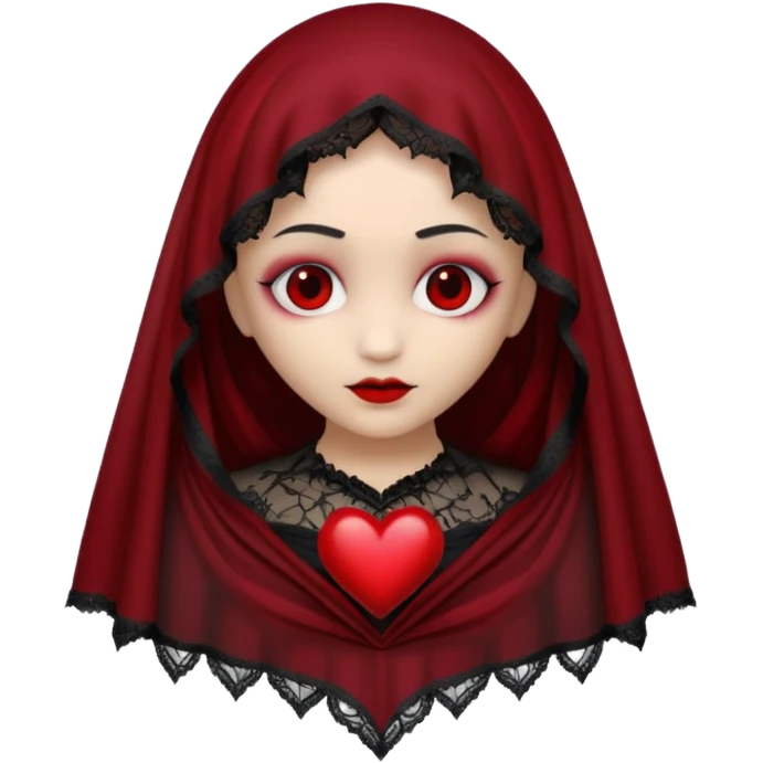realistic gothic heart with a black veil emoji