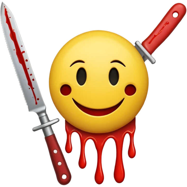 Smiley face holding a bloody knife emoji