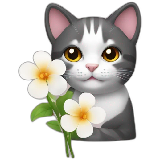 a cat with a flower emoji