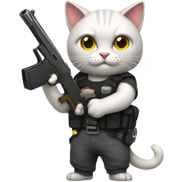 Cat Whit a gun  emoji
