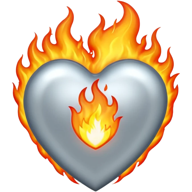 Silver heart on fire  emoji