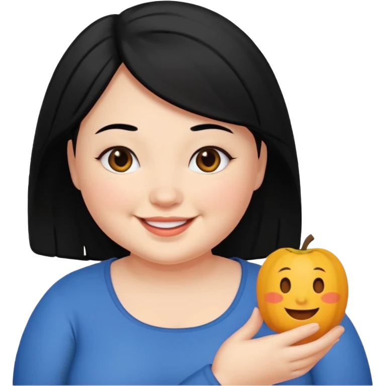 약간 통통한 여자 검은머리 emoji