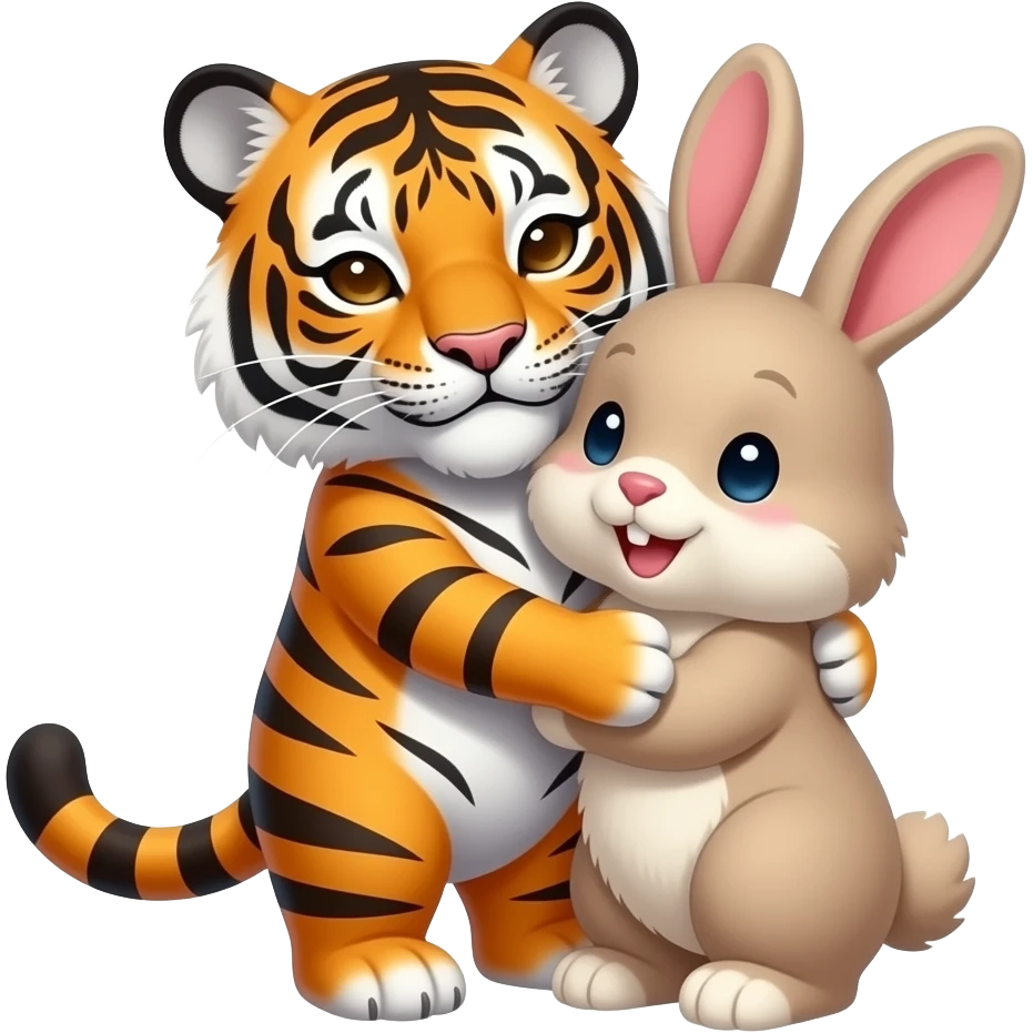 tiger hugging bunny emoji