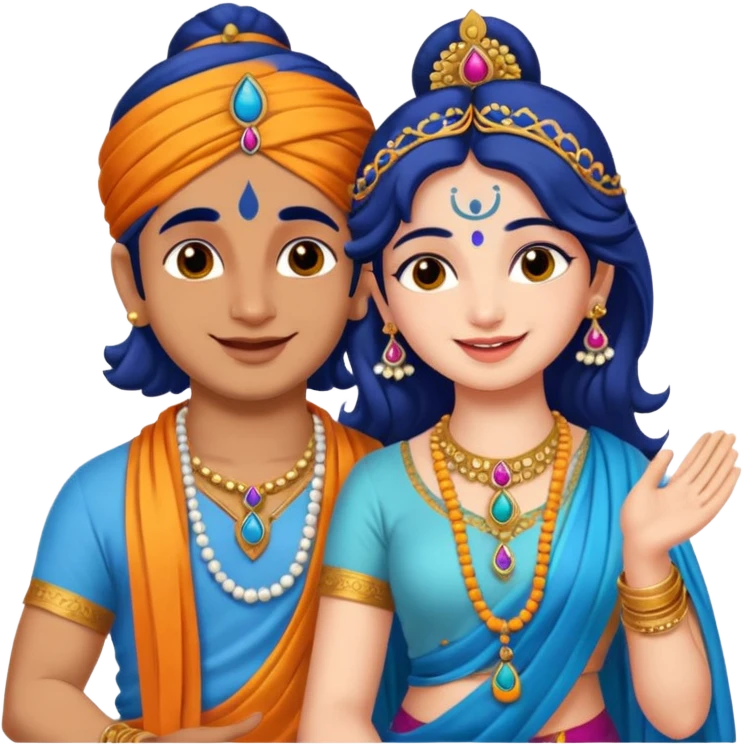 joyful and loving Krishna and Radhe emoji