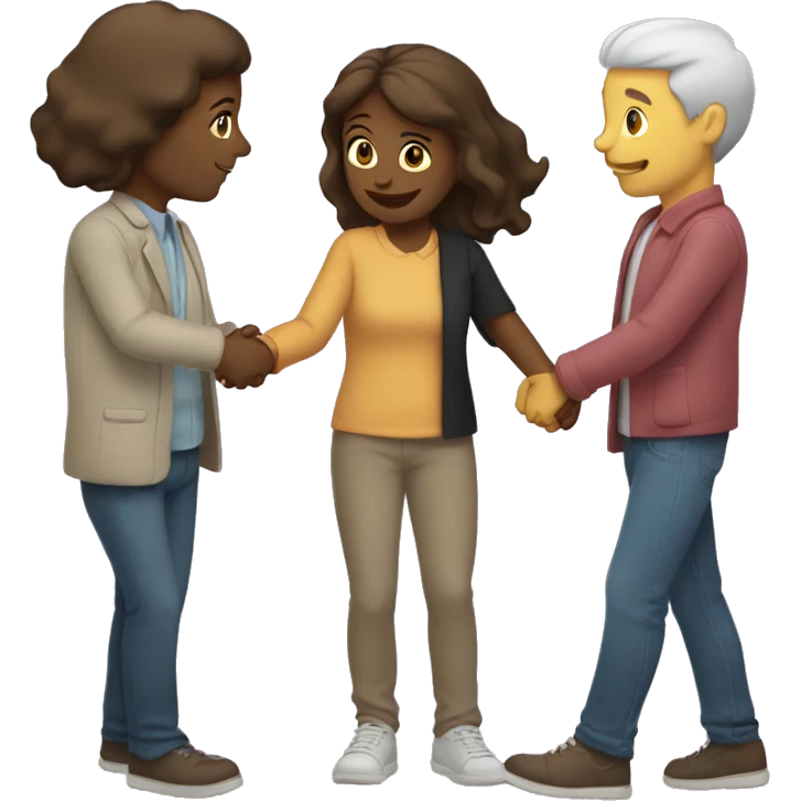 3 people bumping shoulders emoji