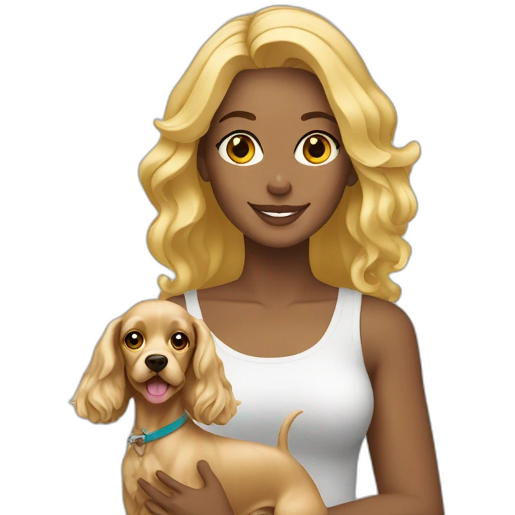 Blond brazilian woman with a cocker spaniel emoji