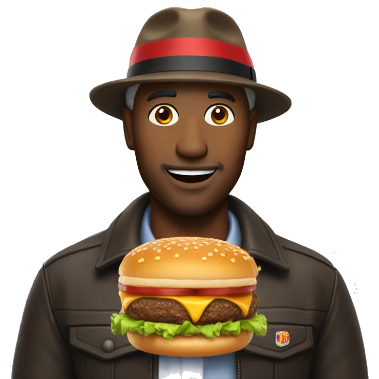 Man with a burgerking hat emoji