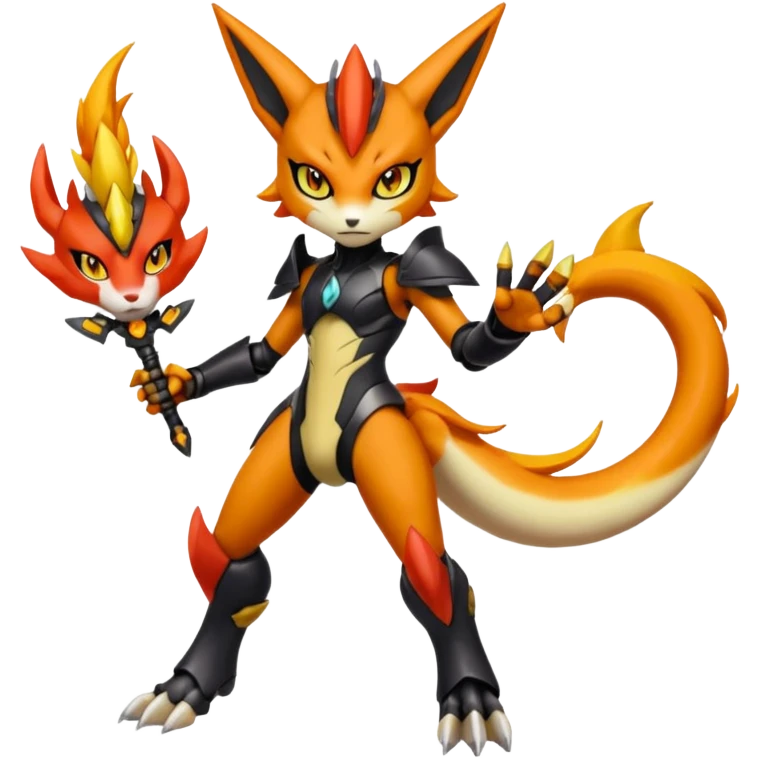 Anthro Digitigrade Cool Badass Meloetta-Wargreymon-Renamon-Guilmon-Pokémon-Digimon-Fakémon-fusion-hybrid-creature emoji