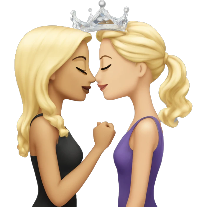 2 women queens couple blonde kiss emoji
