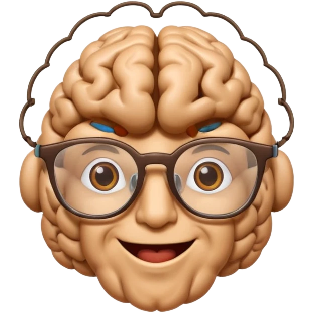 brain smiling with glasses emoji