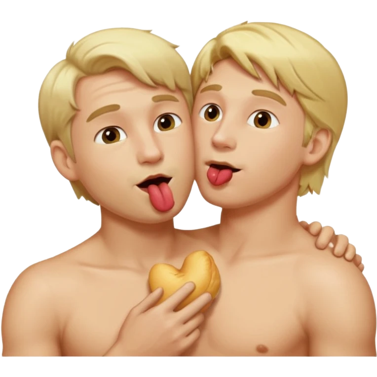 make an emoji of a man (no beard, blond) licking the chest of another blond man emoji