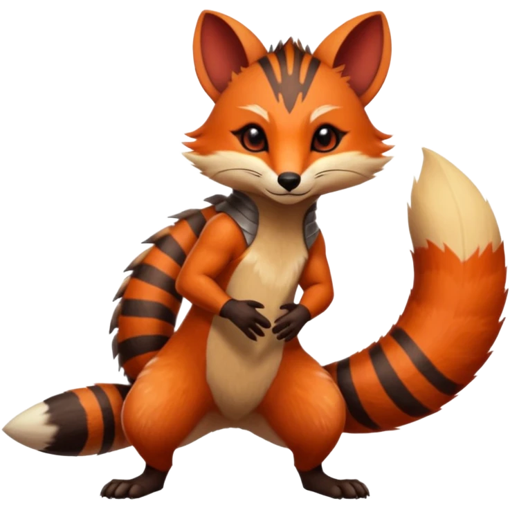 Fiery Wicked Cool Hot Edgy Badass Genet-Numbat-Fox-Vernid-fusion-hybrid-creature emoji