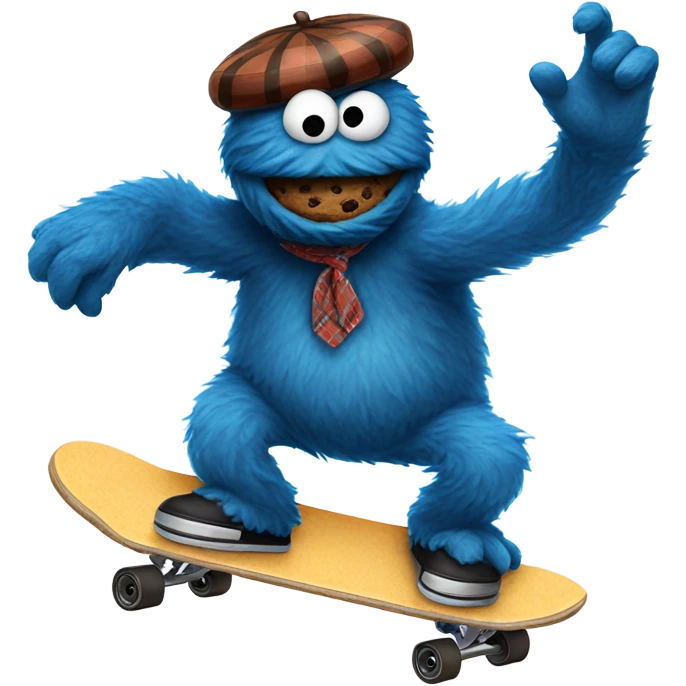 Cookie Monster riding a skateboard  emoji