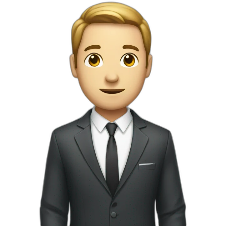 a man in a suit holding a clock emoji
