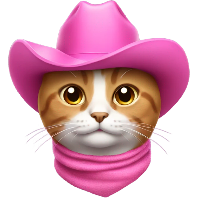 cat wearing a pink cowboy hat emoji
