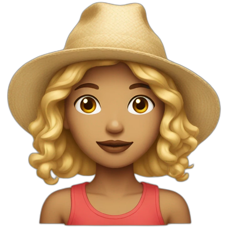 Light skin girl with hat emoji