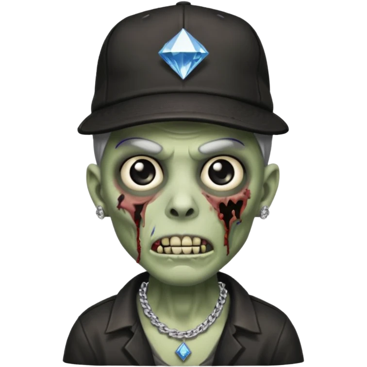Zombie con gorra de los Dodgers negra y cadena diamantada  emoji