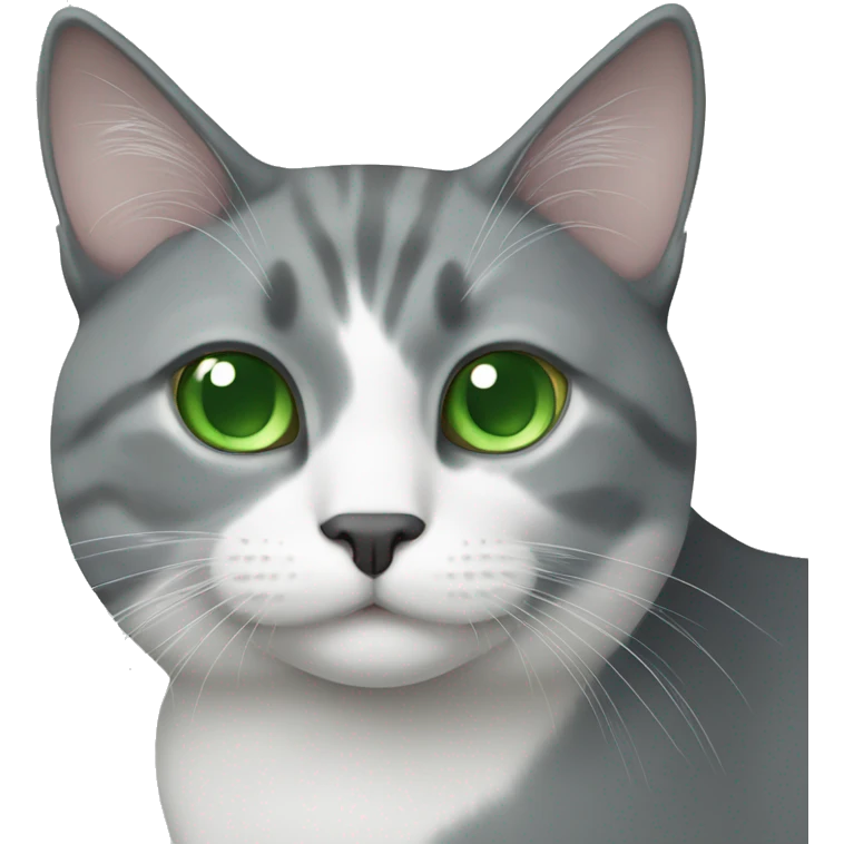 White grey cat with Green eyes emoji