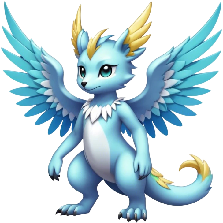 Anthro Sona Cool Edgy Cute Colorful Shy Winged Shiny Fakemon-Fantasy-Creature Full Body emoji