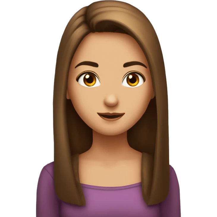 Créer des emojy filles châtain cheveux châtain élégante cheveux lisse yeux marrons  emoji