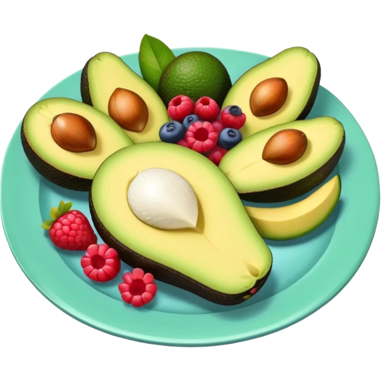 plate with avocado and fruit emoji