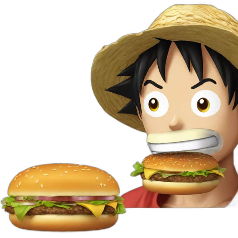 Luffy gear 5 qui manger un hamburger emoji