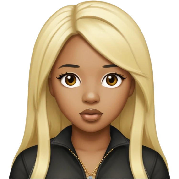 Remy Ma with blonde front with black long hair emoji