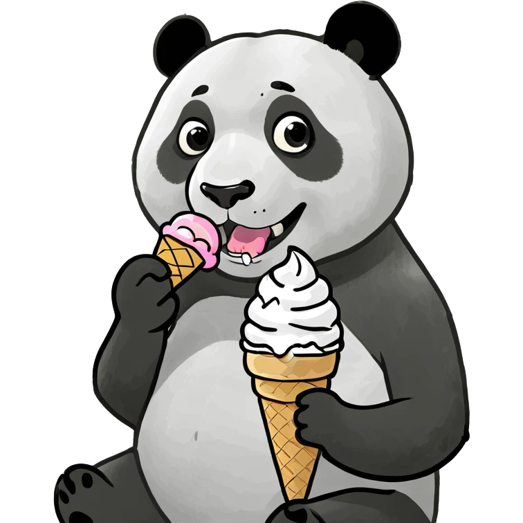 Panda eating ice cream emoji