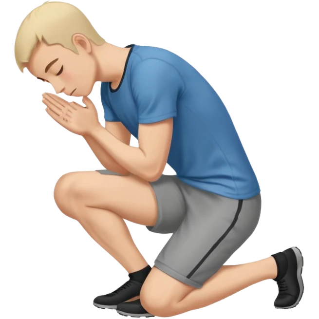 man kneeling and bowing down on the ground in a surrender gesture, forehead and arms touching the floor, simple and clear emoji