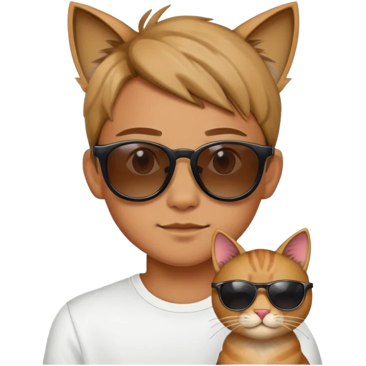 realistic boy with cat ears & sunglasses  emoji