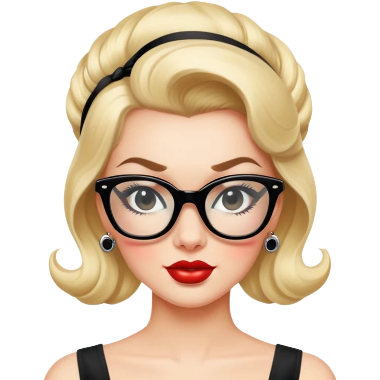 50's pin up,  black glasses  emoji