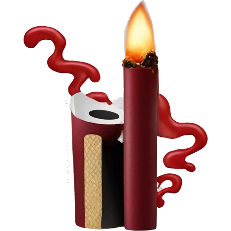 ignited cigarette with dark red lipstick stain emoji